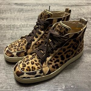 Christian Louboutin Leopard Fur High Top Sneakers